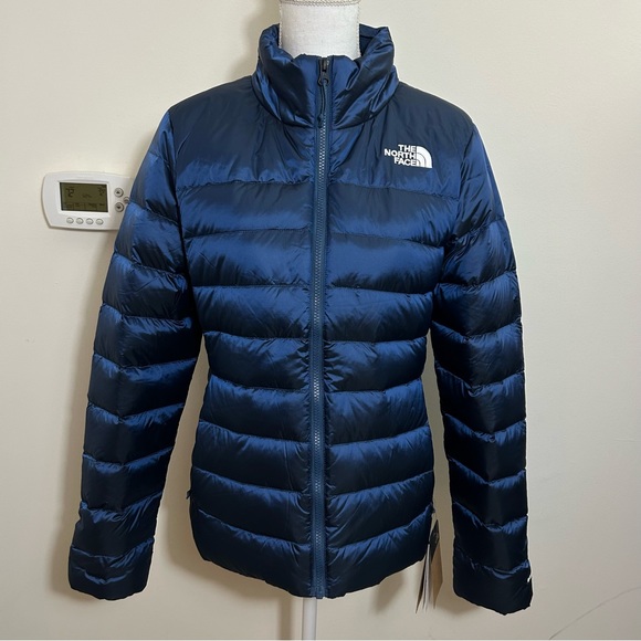 The North Face Women's Aconcagua Jacket Down Zip Coat Shady Blue Sz L